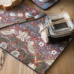 Strawberry Thief bordbrikke 30x40 cm 4 stk rød