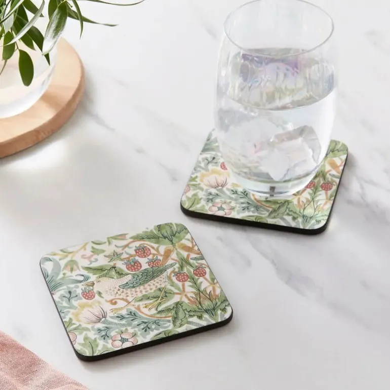 Strawberry Thief glassunderlag 6 stk grønn