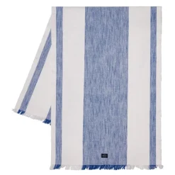 Striped bordløper med frynser 150x50 cm blå/hvit