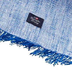 Striped bordløper med frynser 150x50 cm blå/hvit