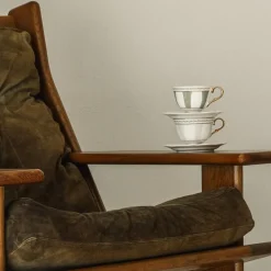 Strisce Salvia kopp med skål 22 cl grønn