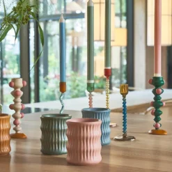 Styles lysestake glass 7,4x20,3 cm gul/rød