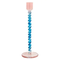 Styles lysestake glass 7,4x20,3 cm blå/rosa