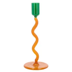 Styles lysestake glass 8,5x19,6 cm grønn/amber