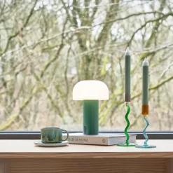 Styles lysestake glass 8,5x15,3 cm blå/amber