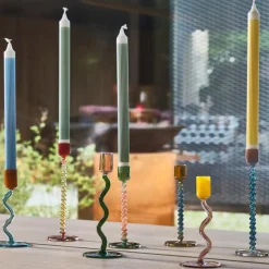 Styles lysestake glass 8,5x15,3 cm blå/amber