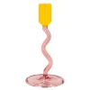 Styles lysestake glass 8,5x15,3 cm rosa/gul