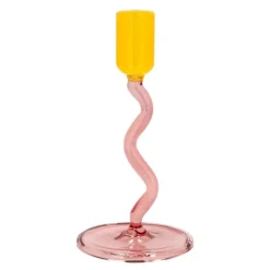 Styles lysestake glass 8,5x15,3 cm rosa/gul