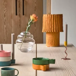 Styles lysestake glass 8,5x15,3 cm rosa/gul