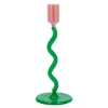 Styles lysestake glass 8,5x19,6 cm grønn/rosa