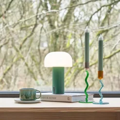 Styles lysestake glass 8,5x19,6 cm grønn/rosa