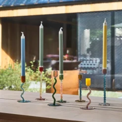 Styles lysestake glass 8,5x19,6 cm grønn/rosa