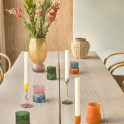 Styles telysholder 7,7x10 cm blå/amber