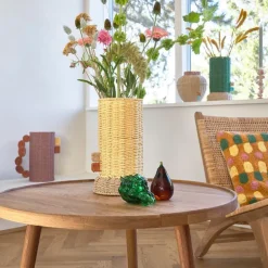 Styles vase m/ glassbeholder 17x28 cm lys gul