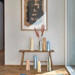 Styles vase m/ nebb og øyevipper 34 cm blå