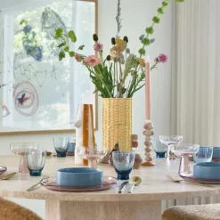 Styles vase m/ nebb og øyevipper 34 cm amber