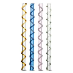 Sugerør celebrate 4stk blå/rav/rosa/grå