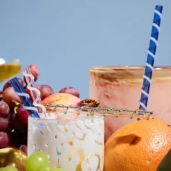 Sugerør celebrate 4stk blå/rav/rosa/grå