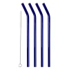 Sugerør med knekk 21,5 cm 4 stk glass blå