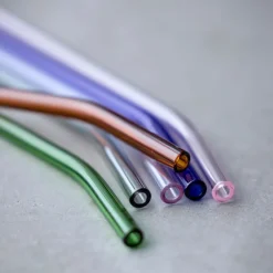 Sugerør med knekk 21,5 cm 4 stk glass grønn