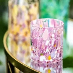 Swirl drikkeglass/lykt 35 cl rosa multi