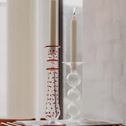 Swirl lysestake 22 cm klar