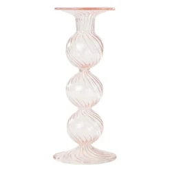 Swirl lysestake 22 cm rosa