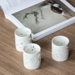 Telysholder snøkrystall liten 6,5x7,5 cm hvit