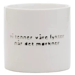Telysholder vi tenner våre lykter medium 8x8,5 cm hvit