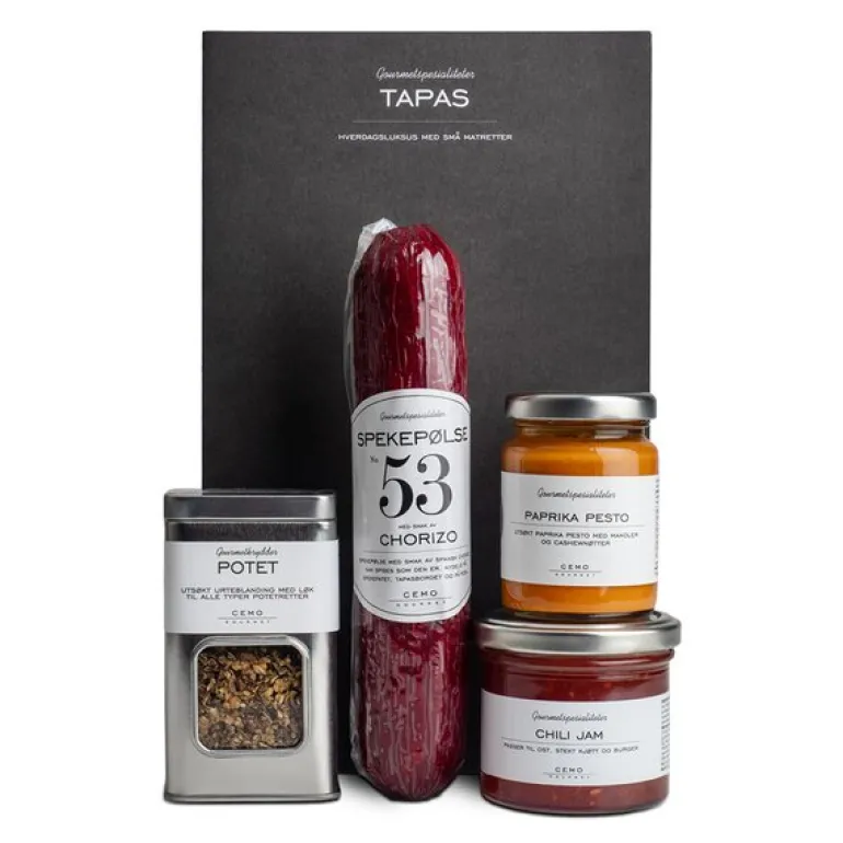 Temapose tapas chorizo potetkrydder pesto