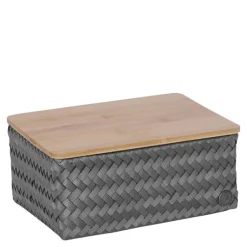 Top Fit Medium høy oppbevaringskurv m/lokk 24x18x11 cm dark grey