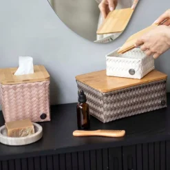 Top Fit Medium høy oppbevaringskurv m/lokk 24x18x11 cm taupe