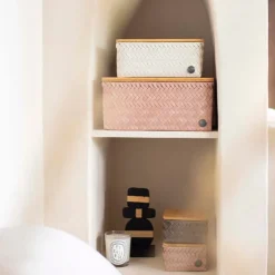 Top Fit stor oppbevaringskurv m/lokk 31x23x15 cm copper blush