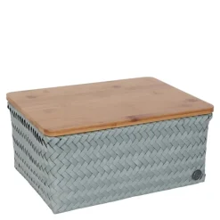 Top Fit stor oppbevaringskurv m/lokk 31x23x15 cm eucalyptus