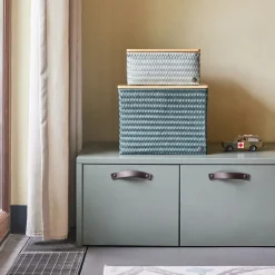 Top Fit stor oppbevaringskurv m/lokk 31x23x15 cm eucalyptus