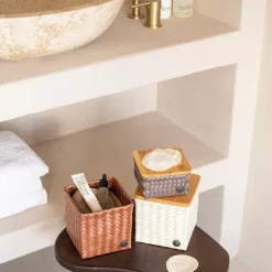 Top Fit Tiny oppbevaringskurv m/lokk 13x13x8 cm taupe