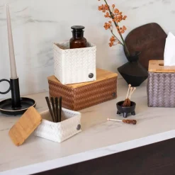 Top Fit Tiny oppbevaringskurv m/lokk 13x13x8 cm champagne