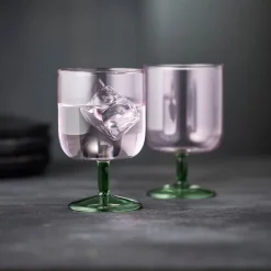 Torino vinglass 30 cl 2 stk rosa/grønn