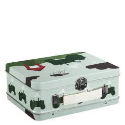 Traktor og låve koffertboks 19x16 cm blå