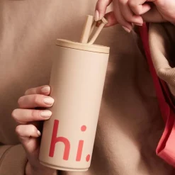 Travel kopp med sugerør Hi 50 cl beige