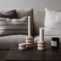 Travertin lysestake medium 8 cm