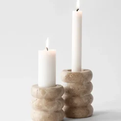 Travertin lysestake stor 10,5 cm