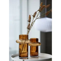 Tube vase 20 cm amber glass
