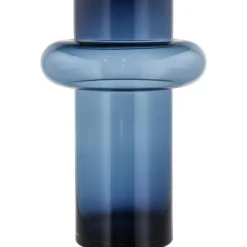 Tube vase 40 cm dark blue glass