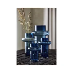 Tube vase 40 cm dark blue glass