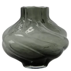 Turn vase 20 cm røkt grå