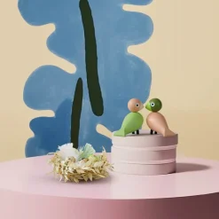 Turtelduer 9,5x9x5 cm lys grønn/rosa