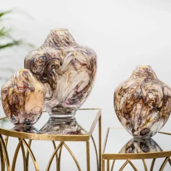 Unik skulptur kunstglass L 17 cm brun multi