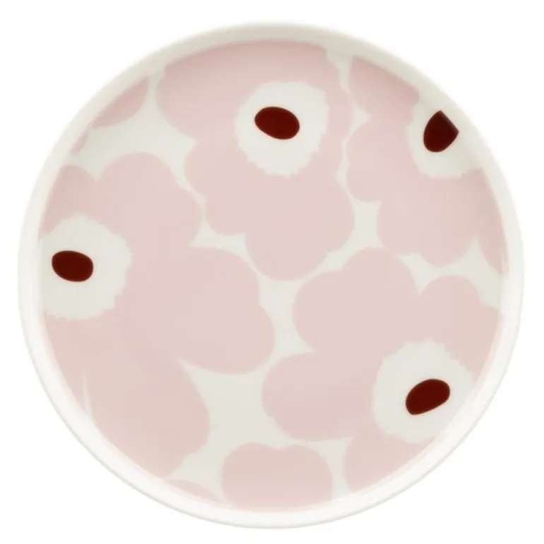 Unikko asjett 20 cm hvit/lys rosa/chestnut