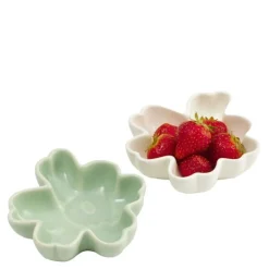 Unikko bolle 11 cm 2 stk blomsterform hvit/grønn